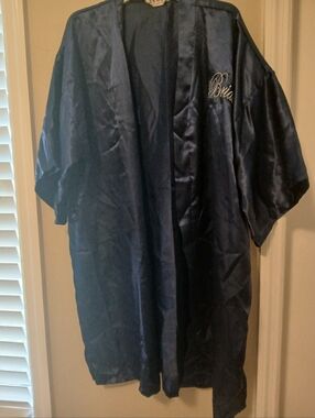 Pre-owned Clean Navy Satin 'Bride' Robe